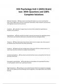 VCE Psychology Unit 1 &lpar;AOS1 Brain&rpar; test -With Questions and 100&percnt; Complete Solutions