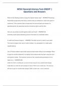 W&excl;SE Financial Literacy Test-CREDIT &vert; Questions and Answers