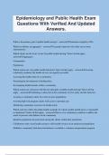 Epidemiology and Public Health Exam Questions With Verified And Updated Answers&period;