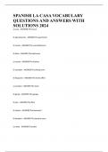 SPANISH LA CASA VOCABULARY QUESTIONS AND ANSWERS WITH SOLUTIONS 2024