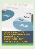 MCHES PRACTICE EXAM QUESTIONS 7th EDITION &vert;177 QUESTIONS&vert; WITH PASSED SOLUTIONS&excl;&excl;