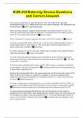 NUR 410 Maternity Review Questions and Correct Answers