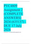 PYC4809 Assignment 2 &lpar;COMPLETE ANSWERS&rpar; 2024 &lpar;635137&rpar; - DUE 17 July 2024