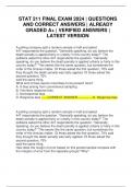STAT 211 FINAL EXAM 2024 &vert; QUESTIONS AND CORRECT ANSWERS &vert; ALREADY GRADED A&plus; &vert; VERIFIED ANSWERS &vert; LATEST VERSION