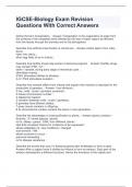 IGCSE-Biology Exam Revision Questions With Correct Answers