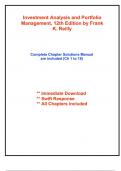 Solutions for Investment Analysis and Portfolio Management&comma; 12th Edition Reilly &lpar;All Chapters included&rpar;