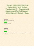 Exam 1&colon; NSG3130 &sol; NSG 3130 &lpar;Latest 2024 &sol; 2025 Update&rpar; Fundamental II &vert; Complete with Questions and Verified Answers &vert; 100&percnt; Correct &vert; Grade A - Galen