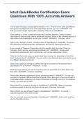 Intuit QuickBooks Certification Exam Questions With 100&percnt; Accurate Answers