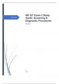 NR 327 Exam 2 Study Guide&colon; Screening & Diagnostic Procedures fully solved 