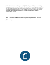 Samenvatting Vak RSO-20806 Wageningen University