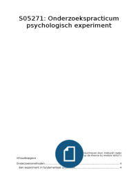Samenvatting S05271 onderzoekspracticum psychologisch experiment