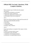Official OHS Test bank &vert; Questions &vert; With Complete Solutions