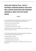 HOSA EMT EXAM ACTUAL &sol; WITH 3 DIFFERENT VERSIONS NEWEST 2024 WITH WELL SORTED QUESTIONS AND ANSWERS &sol;GRADED A&plus;&sol;BEST FOR THAT GOOD GRADE   