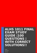ALHS 1011 FINAL EXAM STUDY GUIDE &vert;100 QUESTIONS &vert; WITH CORRECT SOLUTIONS&excl;&excl;