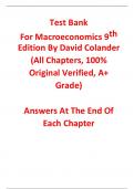 Test Bank for Macroeconomics 9th Edition By David Colander &lpar;All Chapters&comma; 100&percnt; Original Verified&comma; A&plus; Grade&rpar;