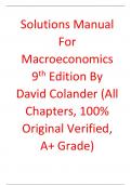 Solutions Manual for Macroeconomics 9th Edition By David Colander &lpar;All Chapters&comma; 100&percnt; Original Verified&comma; A&plus; Grade&rpar;