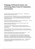 Pedagogy&comma; Professional Issues&comma; and Technology Music Praxis 5113 Questions And Answers