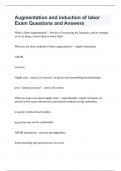 Augmentation and induction of labor Exam Questions and Answers
