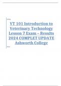 VT 101 Introduction to Veterinary Technology Lesson 7 Exam &ndash; Results 2024 COMPLET UPDATE Ashworth College