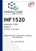 INF1520 Assignment 3 &lpar;DETAILED ANSWERS&rpar; 2024 - DISTINCTION GUARANTEED