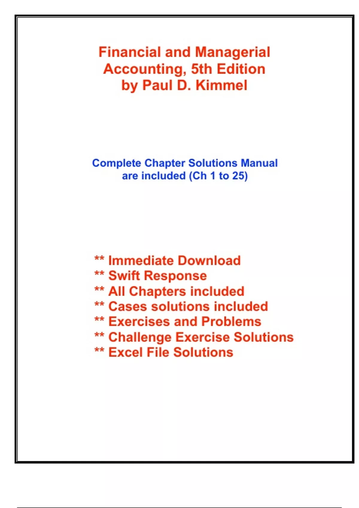 Solutions for Financial and Managerial Accounting, 5th Edition Kimmel ...