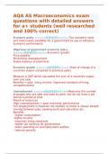 AQA AS Macroeconomics exam questions with detailed answers for A&plus; students &lpar;well researched and 100&percnt; correct&rpar;