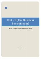 BTEC Business Unit 1, Business Environment P1 (Describe the type of busienss, purpose and ownership of two contrasting businesses)