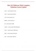 Mat 142 Midterm With Complete Solutions Latest Update