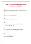 Math 142 Final Review With Complete Solutions Latest Update