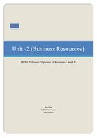 BTEC Business Unit 2, Busness Resources M1 D1 (Explain how the management of human, physical and technological resources can improve the performance of a selected organisation)