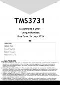 TMS3731 Assignment 3 &lpar;ANSWERS&rpar; 2024 - DISTINCTION GUARANTEED