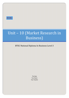 BTEC Business Unit 10, Market Research in Business P1 P2 (Describe types of market research.) (Explain how different market research methods have been used to make a marketing decision within a selected situation or business.)