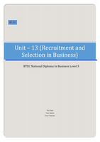 Business Unit 13, Recruitment and Selection in Business M1 D1 (Compare the purposes of the different documents used in the selection and recruitment process of a given organisation.) (Evaluate the usefulness of the documents in the interview pack for a gi