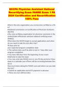 NCCPA Physician Assistant National Recertifying Exam PANRE Exam 1 PA 2024 Certification and Recertification 100&percnt; Pass
