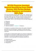 NCCPA Physician Assistant National Recertifying Exam PANRE Summer 2024 Review Multiple Choice Questions and Answers 100&percnt; Pass