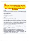 NCCPA Physician Assistant National Recertifying Exam PANRE PA profession 2024 Review Questions and Answers 100&percnt; Pass