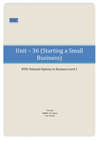 BTEC Business Unit 36, Starting a Small Business P5 D1 (Produce a proposal containing the essential information for the start up of a business) (Present a comprehe nsive business proposal that addresses all relevant aspects of business start up)