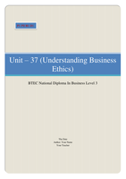 BTEC Business Unit 37, Understanding Business Ethics P1 P2 M1 D1 (Explain the ethical issues a business needs to consider in its operational activities) (Explain the implications for the business and stakeholders of a business operating ethically) (Assess