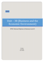 BTEC Business Unit 38, Economic Environment P5 M3 (Describe the impact of international factors on a selected business.) (Assess the impact of changes in the global and European business environment on a selected business.)