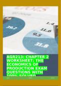 AGR213&colon; CHAPTER 2 WORKSHEET&semi; THE ECONOMICS OF PRODUCTION EXAM QUESTIONS WITH 100&percnt; SOLVED SOLUTIONS&excl;&excl; 