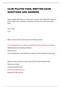 CLUB PILATES FINAL WRITTEN EXAM  QUESTIONS AND ANSWERS