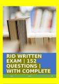RID WRITTEN EXAM &vert; 152 QUESTIONS &vert; WITH COMPLETE ANSWERS&excl;&excl;