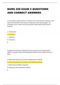 NURS 258 EXAM 2 QUESTIONS  AND CORRECT ANSWERS