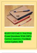 RADT 153 Unit 1&colon; Test Prep Exam Questions With 100&percnt; Correct Answers &vert; Verified &vert; Latest Update 2024
