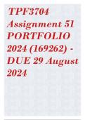 TPF3704 Assignment 51 PORTFOLIO 2024 &lpar;169262&rpar; - DUE 29 August 2024
