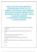 REAL ESTATE FUNDAMENTALS EXAM 2024-2025 WITH ACTUAL  CORRECT QUESTIONS AND VERIFIED  DETAILED ANSWERS &vert;FREQUENTLY  TESTED QUESTIONS AND SOLUTIONS  &vert;ALREADY GRADED  A&plus;&vert;NEWEST&vert;GUARANTEED PASS  &vert;LATEST UPDATE