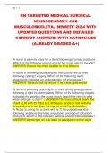 RN TARGETED MEDICAL SURGICAL  NEUROSENSORY AND  MUSCULOSKELETAL NEWEST 2024 WITH  UPDATED QUESTIONS AND DETAILED  CORRECT ANSWERS WITH RATIONALES  (ALREADY GRADED A+)