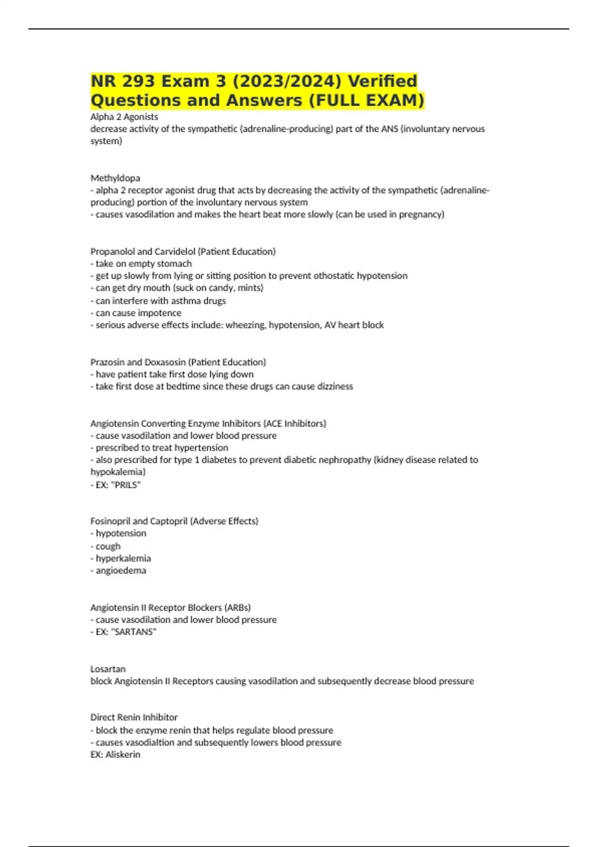 NR 293 Exam 3 (2023/2024) Verified Questions and Answers (FULL EXAM ...