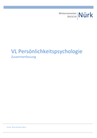VL Persönlichkeitspsychologie (Prof. Dr. Nürk)