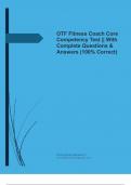 OTF Fitness Coach Core Competency Test &vert;&vert; With Complete Questions & Answers &lpar;100&percnt; Correct&rpar;